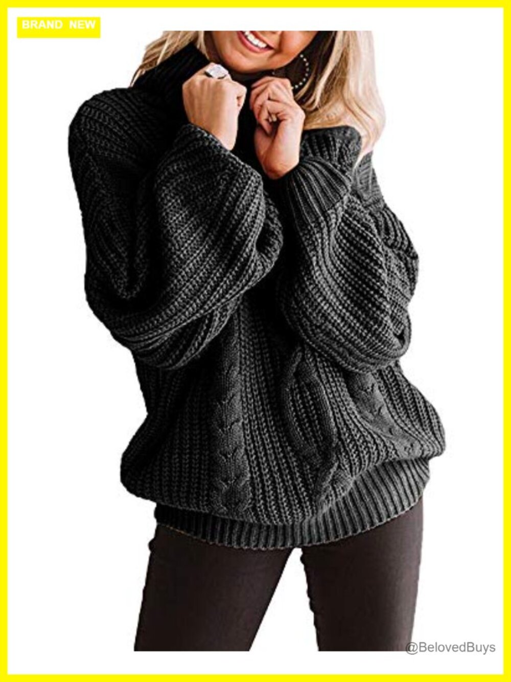 Womens Chunky Turtleneck Sweater Plus Size Cable Knit Loose Pullover